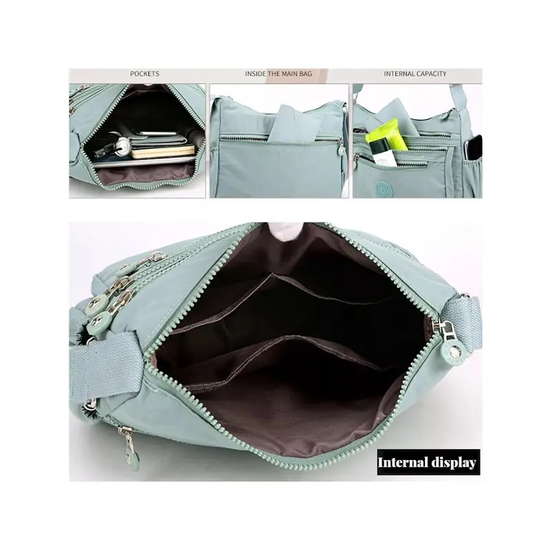 Ladies Shoulder Bag,Cross Body Messenger Multi Pocket Nylon Holiday Handbag Tote 2