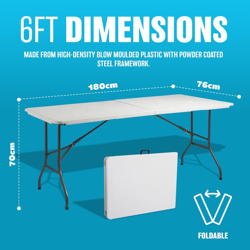 4Ft/6Ft Heavy Duty Folding Table - Portable Aluminium Camping Garden Party Catering Feet | Catering Camping Trestle Picnic Bbq Party Patio Dining Tables | Strong Quality 4