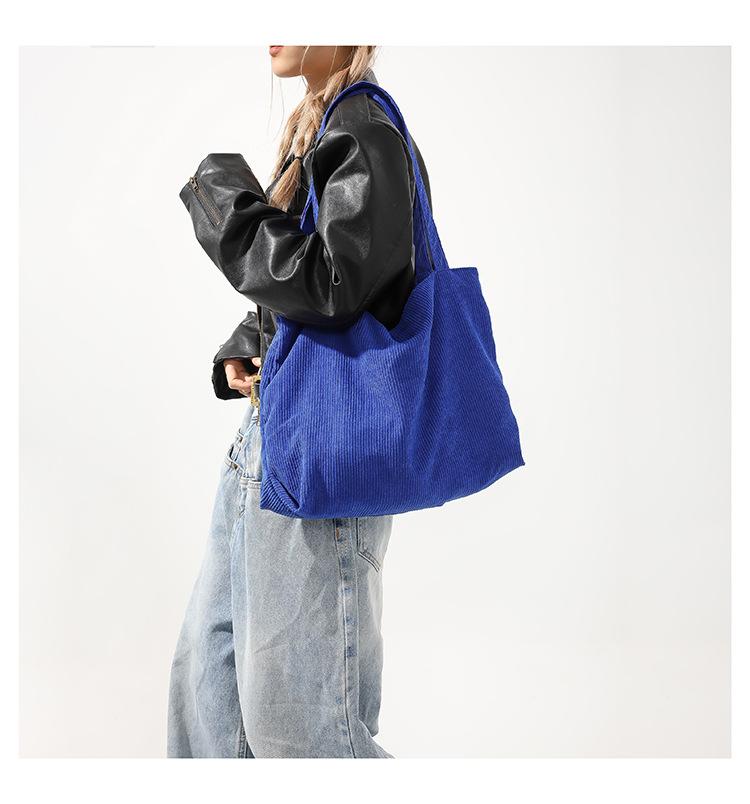 Product Introduction of Large Capacity Shopping Bag Casual Art Canvas Handbag Corduroy Tote Bag Simple Retro Shoulder Bag 16