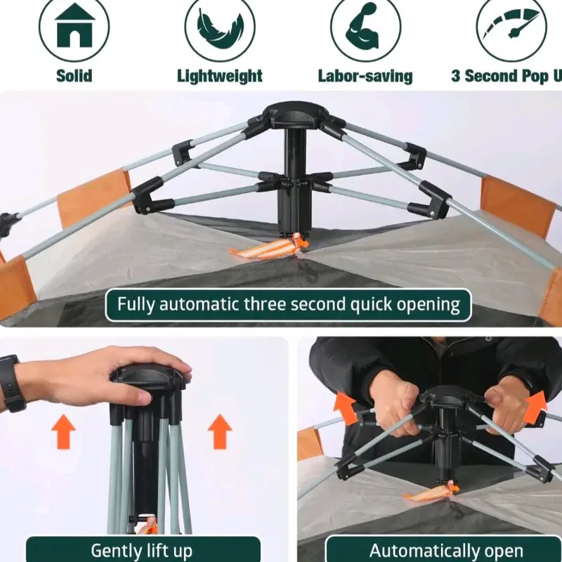 Waterproof Family Camping Tent - Full Automatic Instant Pop Up, 4 People Capacity, Great Quality, Easy to Install and Fold, Suitable for Kids tents inflatable 3