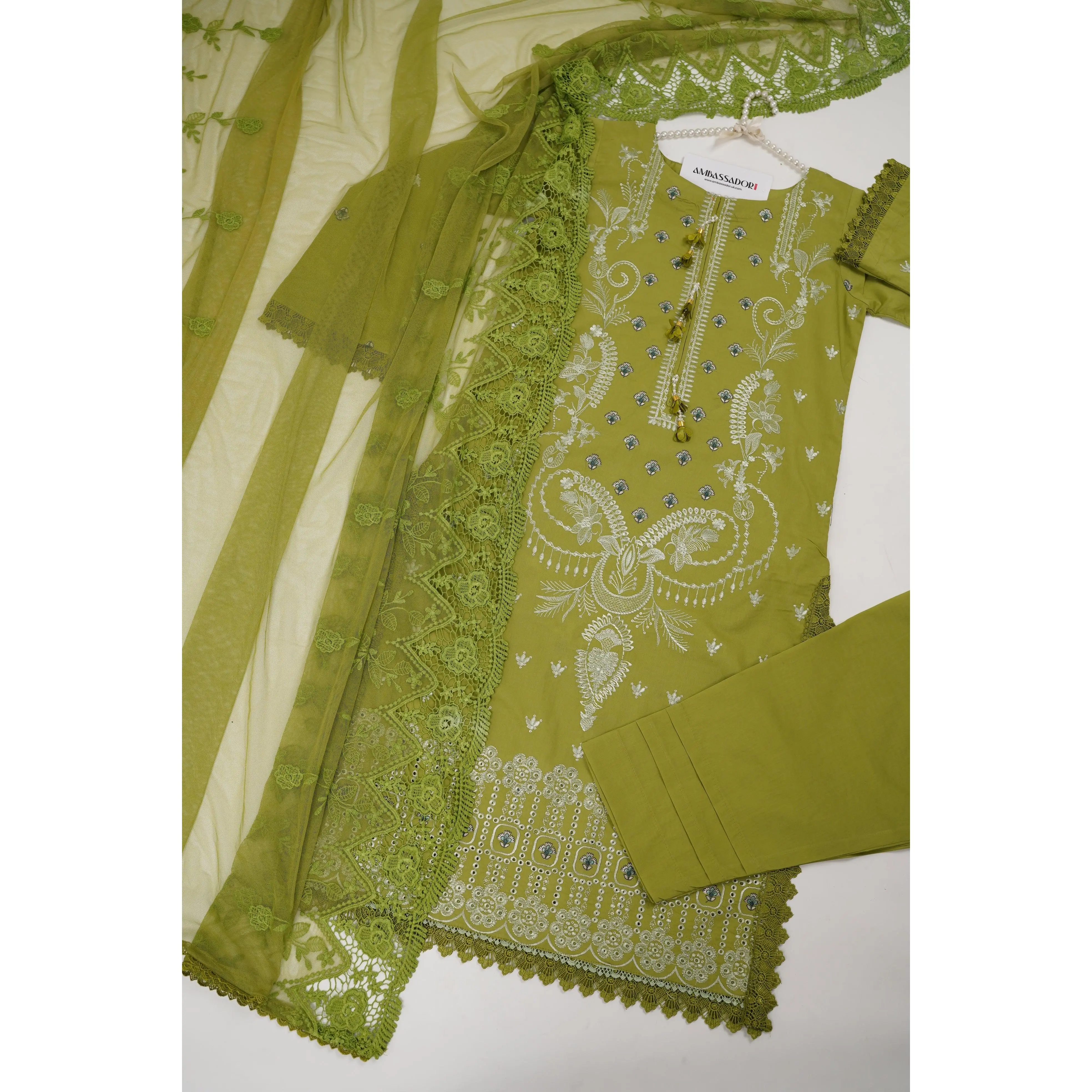 Rozi - Sequin Embroidered Lawn Outfit with Net Dupatta - Summer Collection