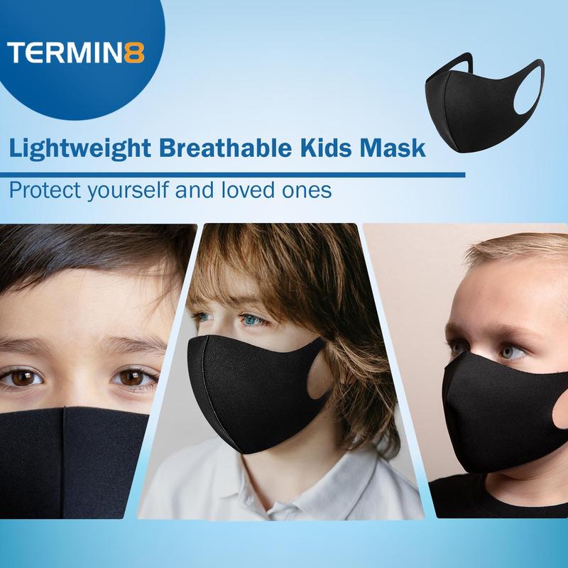Termin8 Lightweight Breathable Reusable Face Mask for Kids Machine Washable Black, Pink or Grey 4