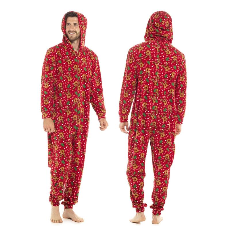 Kraftd Unisex Christmas Hooded Pyjamas - Festive All-in-One Loungewear for Men & Women | Couples Matching Xmas Onesies 5