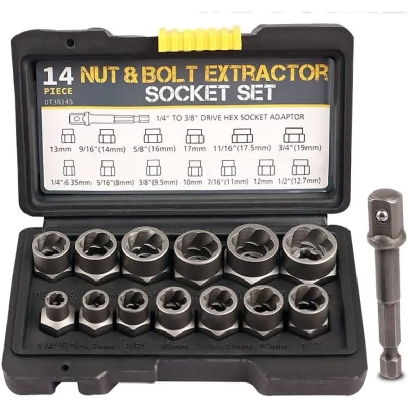 14Pcs Impact Bolt & Nut Remover Set 3/8" Locking Wheel Damaged Nuts Extractor UK 0