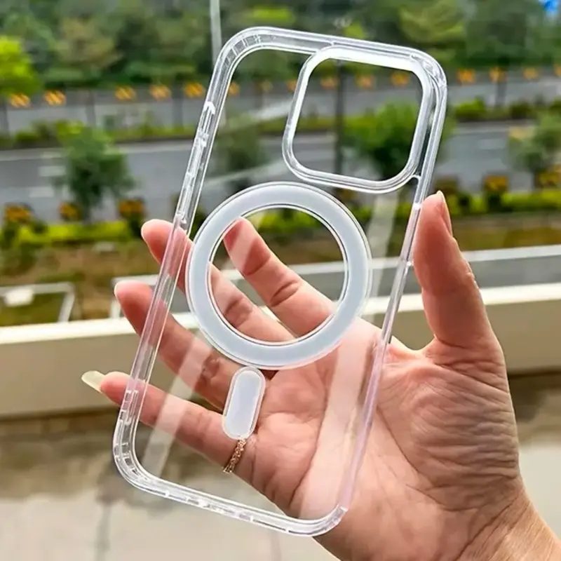 Transparent Magnetic Phone Case for Apple iPhone 15 Pro Max - High-Definition Clarity & Screen Protector Compatibility - Cellphone Protection Cover Shockproof Smartphone 5