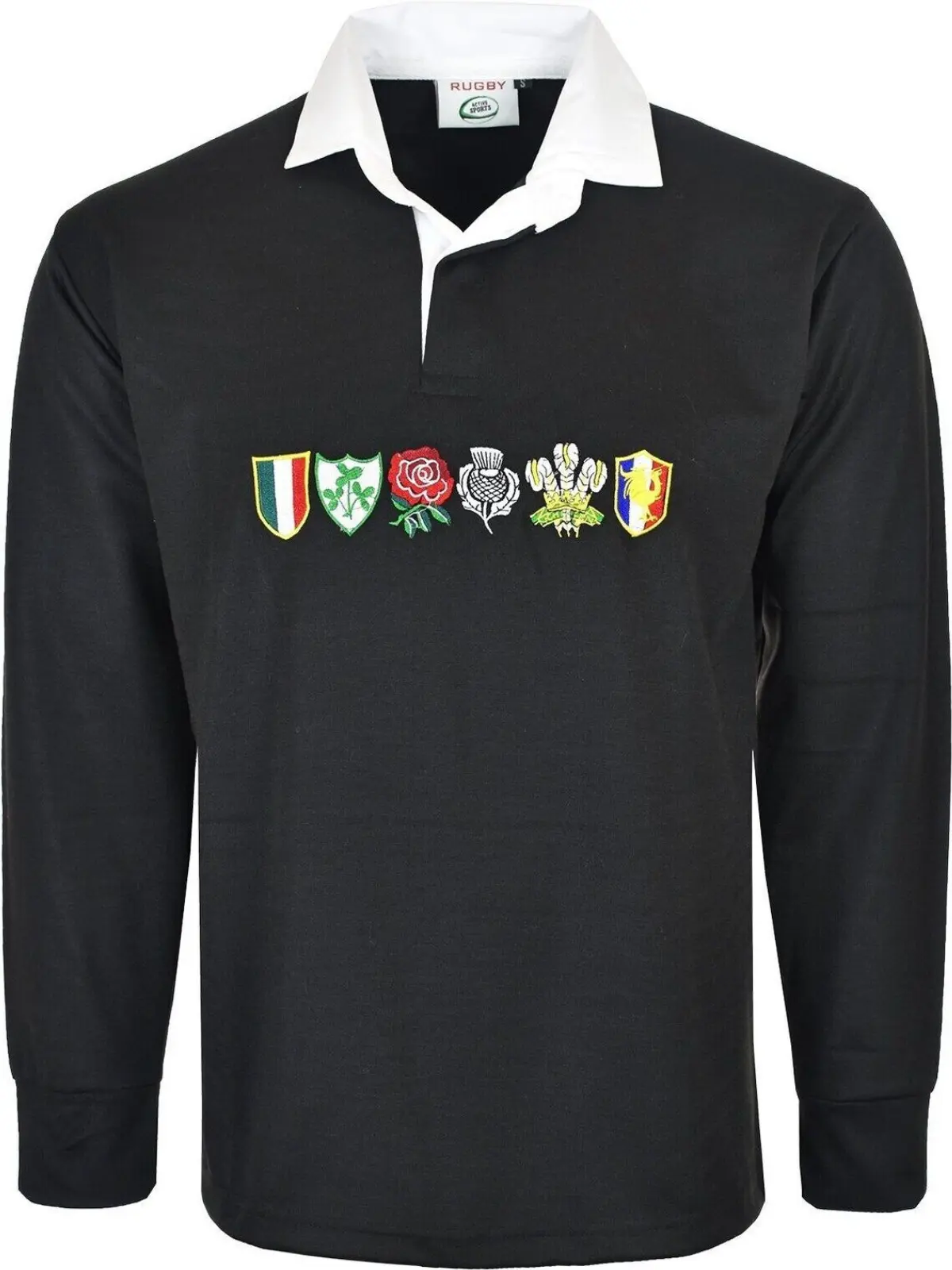 Women's 6 Nations Rugby Shirt Black Retro Rugby world cup