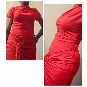 Product Review of Women's Plain Ruched Bodycon Dress, Elegant Tie Back Wrap Dress for Party Club Dating, Ladies Summer Clothes from b**💐 0