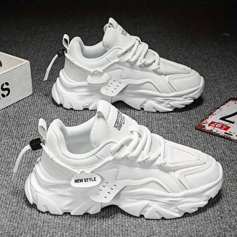 Men's Casual Comfortable Platform Sneakers, Non-slip Wear-resistant Sport Shoes For Running Training Fitness Runner Sports Shoes Trainer Athletic Closed Walking Shoes Footwear Boy