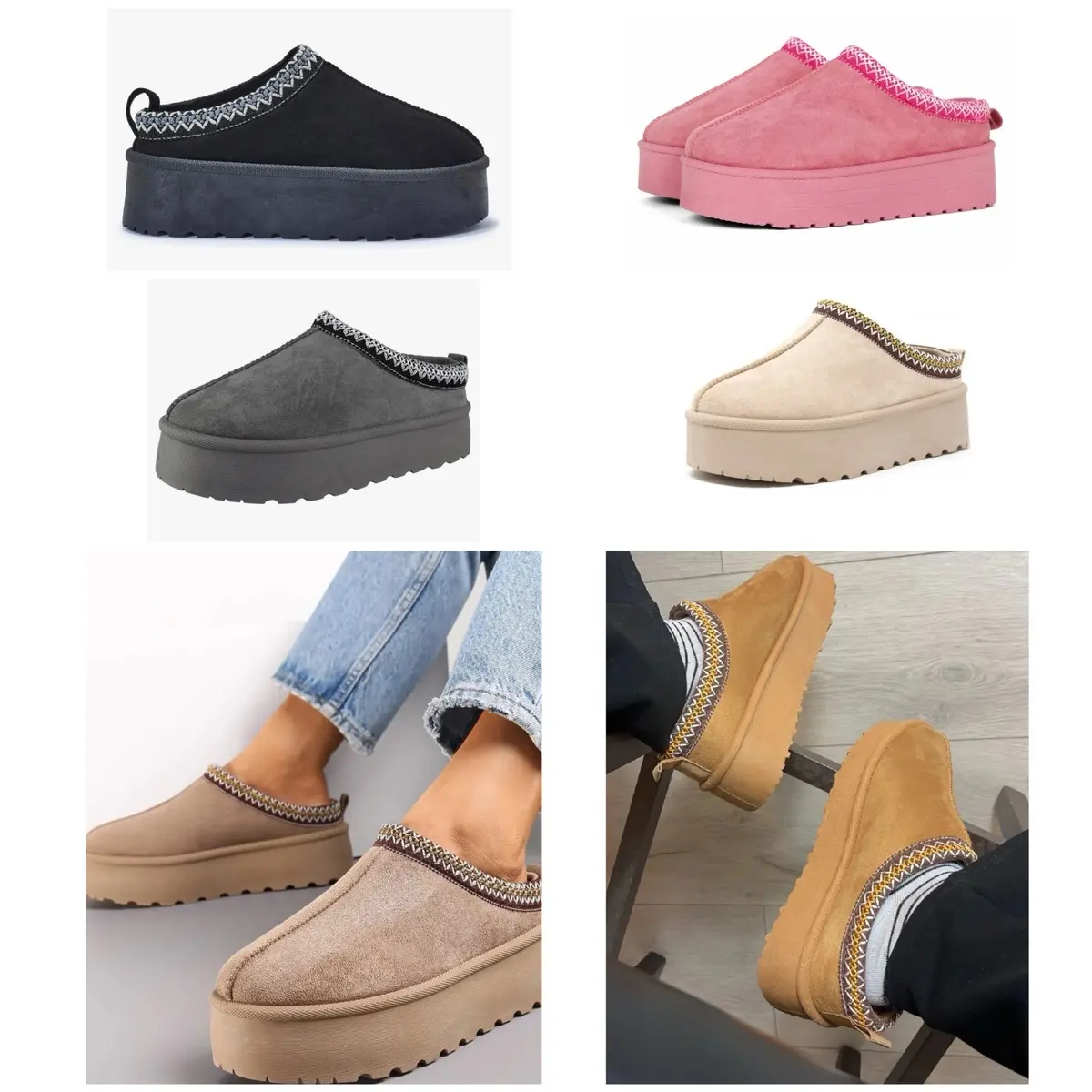 Women's Faux Suede and Fur Lined Round Toe Indoor Outdoor Mule Slippers - UK 3-8 - Christmas Gift Women High Sole Faux Suede And Fur Lined Round Toe Indoor Outdoor Mule Slippers Size UK 3-8 Girls Footwear Christmas G Soft Flipflop Parent Breathable Active