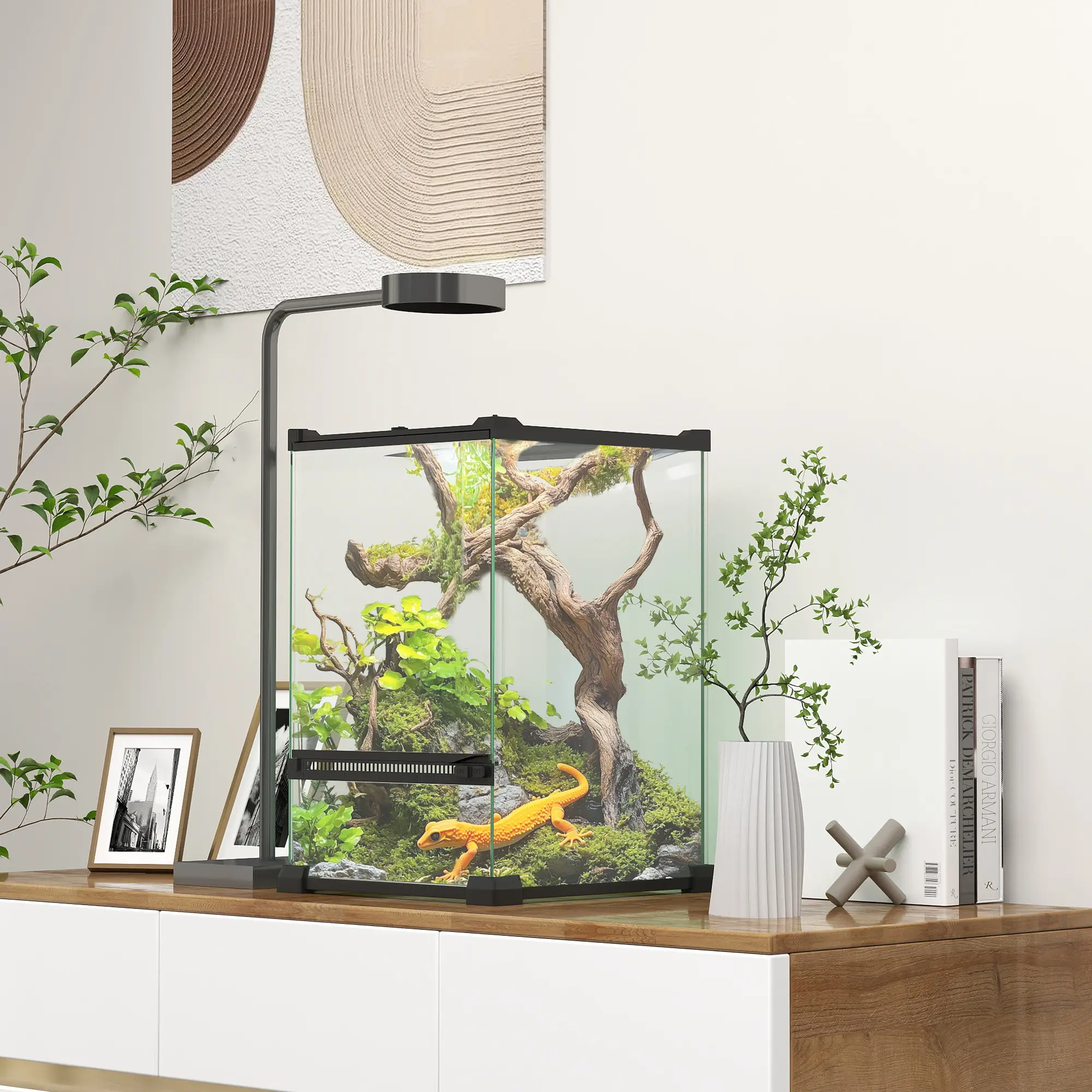 PawHut Glass Reptile Terrarium,  Vivarium for Lizards, Frogs, Snakes, Turtles, Tortoises, with Ventilation