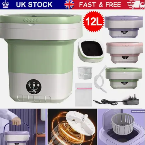 12L Portable Washing Machine Mini Washer Foldable Washer Spin Dryer Small Travel