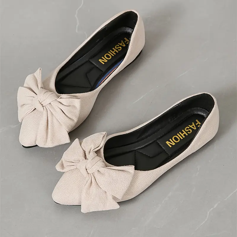 Women's Bowknot Decor Flat Shoes, Casual Point Toe Slip On Shoes, Lightweight & Comfortable Shoes 3