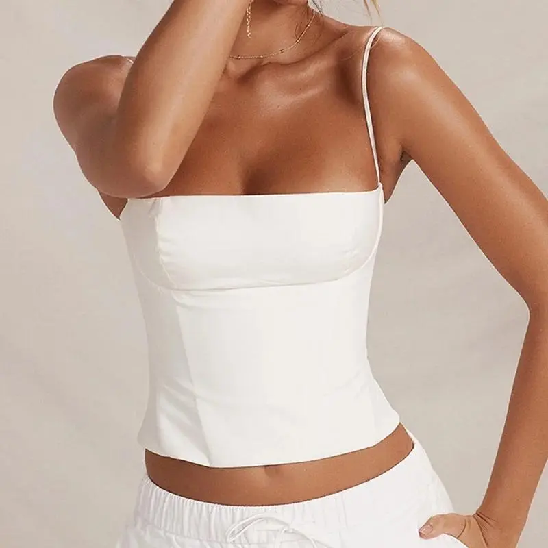 2025Summer Backless Zip Up Bustier Crop Tops Elegant Vintage Skinny Corset Tank Tops Y2K Women Chic  Strap  Clubwear Womenswear Tube
