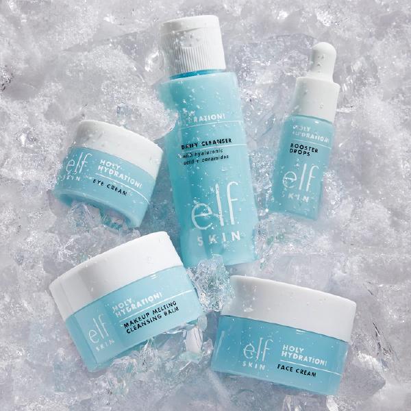 e.l.f. SKIN Hydrated Ever After Skincare Mini Kit, Cleanser, Makeup Remover, Moisturiser & Eye Cream For Hydrating Skin, Airplane-Friendly Sizes Cleansing Hyaluronic Daily Comfort Moisturizing Moisture Moisturize 2