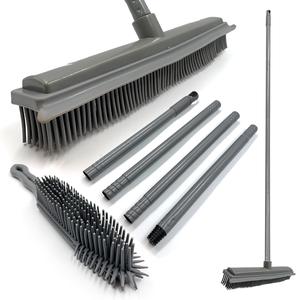 Rubber Broom & Hand Brush Pack for Cleaning Pet Hair From Carpets, Rugs and Stairs carpet