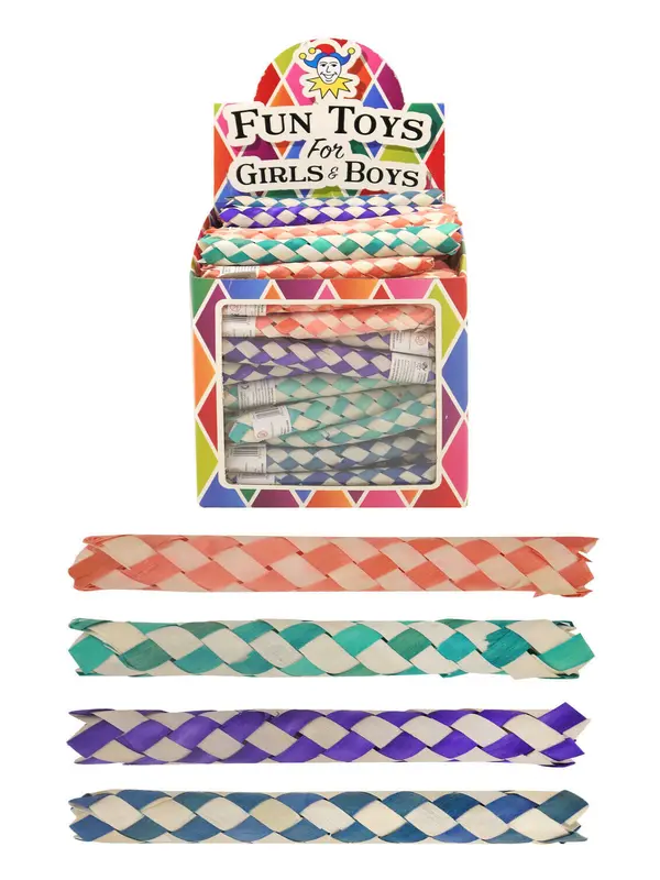 12 x Chinese Oriental Real Bamboo Finger Traps Party Bag Fillers Toys UK 1