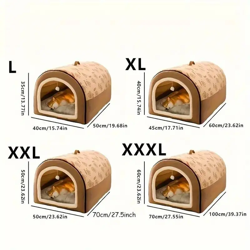 All-Season Cozy Pet Bed - Indoor/Outdoor Dog & Cat House, Warm Cave Nest for Small to Large Breeds 5