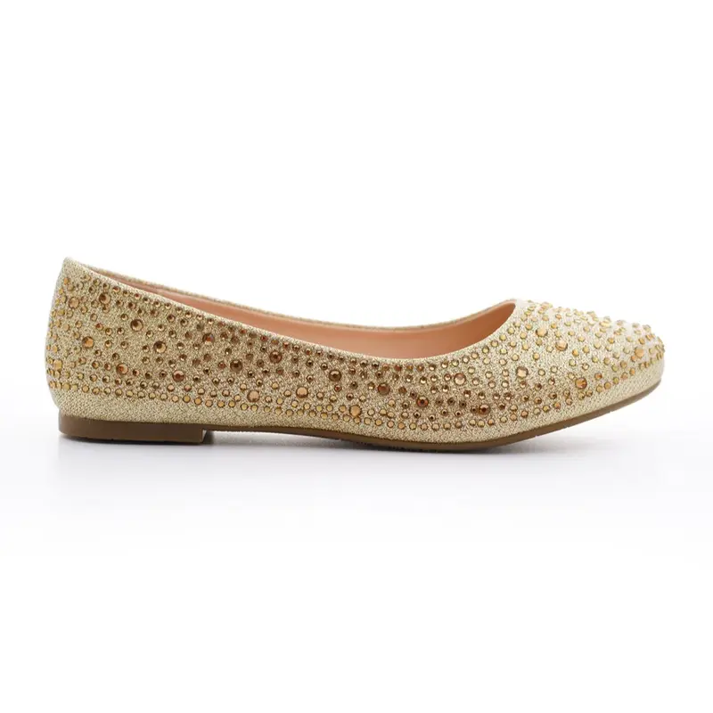 DAISY GOLD Diamante Embelished Flat Court Shoes 2