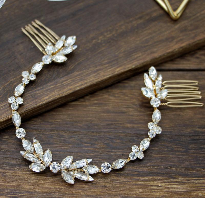 Rose Gold, Silver Colour / Crystal Wedding Comb  TS970 4