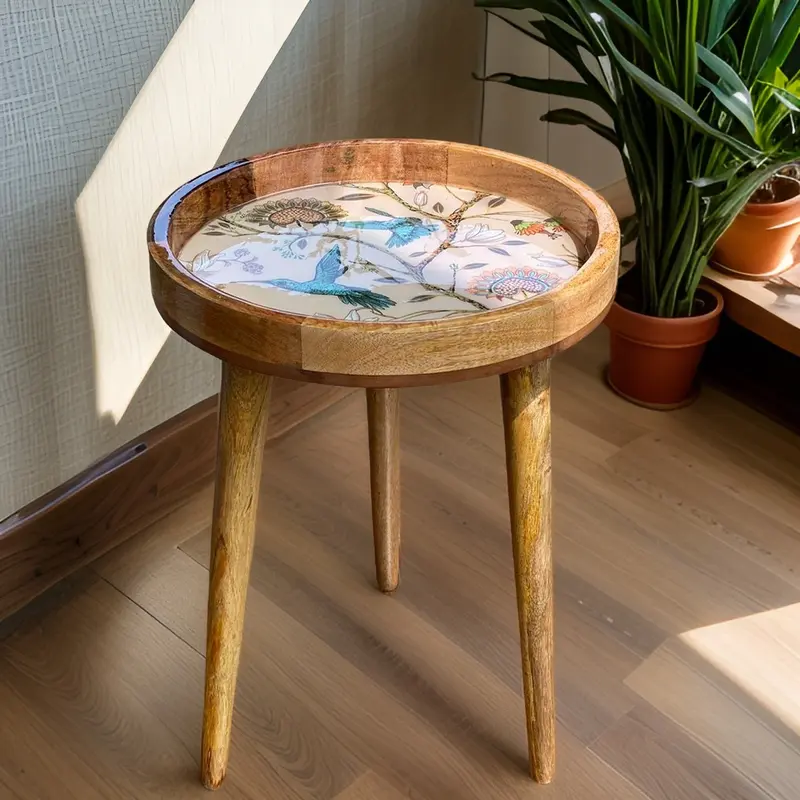 Hartsmede Handmade Side Table Solid Mango Wood Detachable Legs Ideal Corner Table for drinks Plants Flat Pack 4