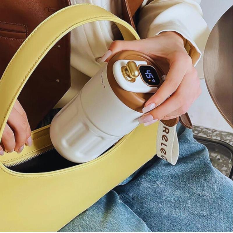 Product Introduction of Temperature Display Water Bottle 410ml ,Portable Stainless Steel Insulated Mug Smart Thermal Coffee Mug Coffee Cups With LED Display Vacuum Insulated  Mug For Home Office  Travel. Drinkware  Tumbler Flasks, mean mug cute mugs, moomin mug heat mug Bottled 2