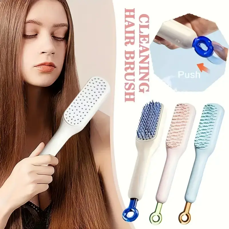 1pc Anti-Static Portable Hair Brush with Scalp Massage, Retractable Rubber Bristle Comb for Normal Hair, ABS Plastic Handle, Finishing Comb for Home Use, Detangling Hair Brush