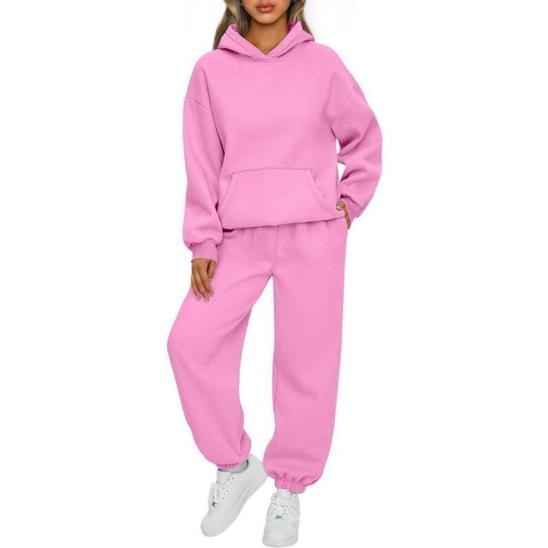 【2025】2024New Women'S 2-Piece Casual Hoodie Tracksuit Pantsuit For Fall/Winter Womenswear Long Sleeve Minimalist Womenswear Overalls Underwear Lady Comfort Basic Longsleeves 2