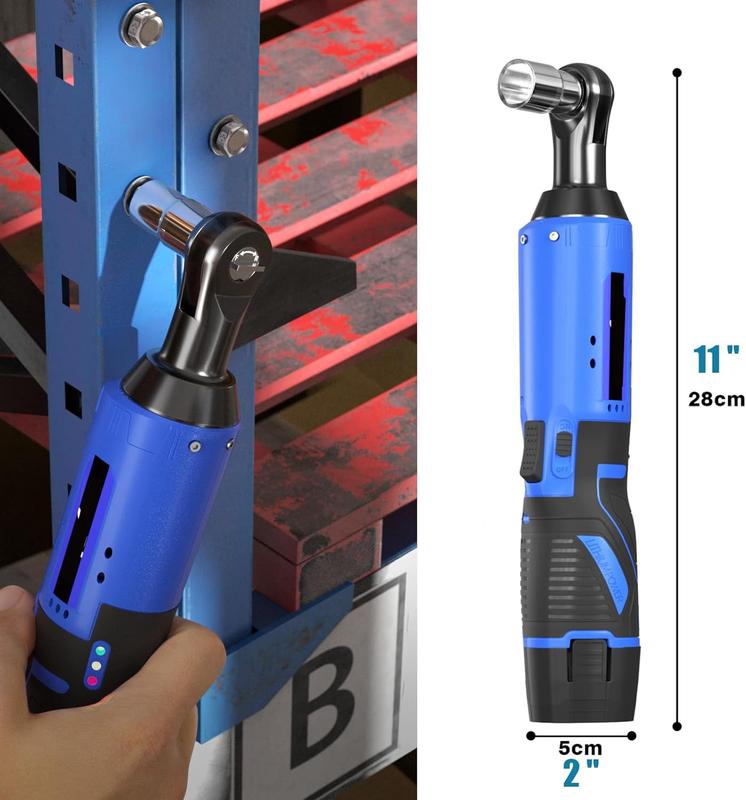 Cordless Ratchet Wrench 3/8" Head with 2Pcs 1500mAh Rechargeable Batteries, 40Nm Torque 230RPM Powerful Lightweight Electric Ratchet Wrench Set with 7 Sockets and Storage Bag 4
