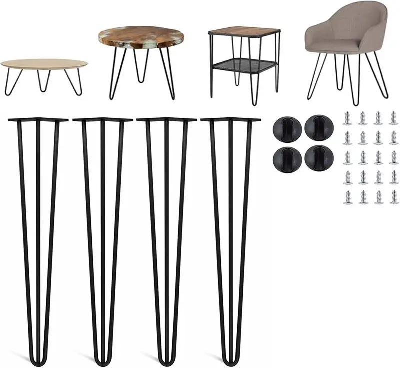 4pcs Hairpin Table Legs 34cm & 84cm Sturdy DIY Carbon Steel Table Legs with Free Screw 1