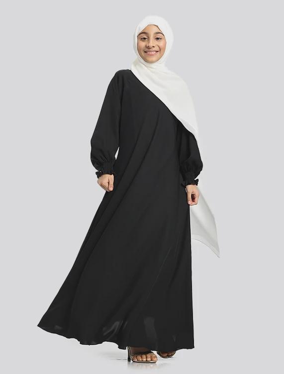 Girls Black Zip Umbrella Abaya 0