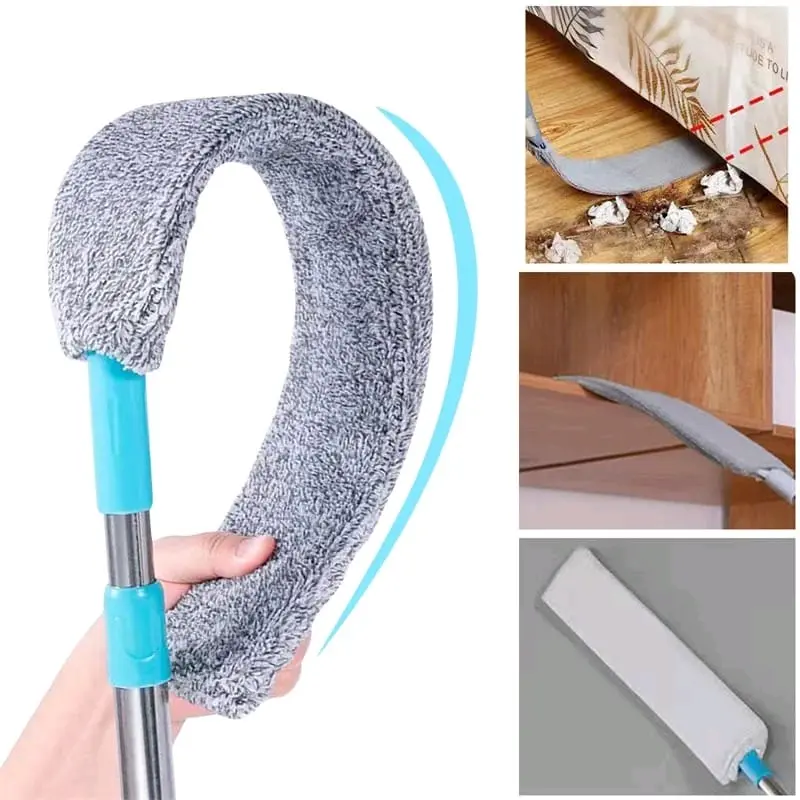 LONG HELD DUST MOP: floor, ceiling cleaning , bed bottoms dust cleaner sofa dust removal brush handheld household cleaning tool Steel Extendable Microfiber Retractable 3