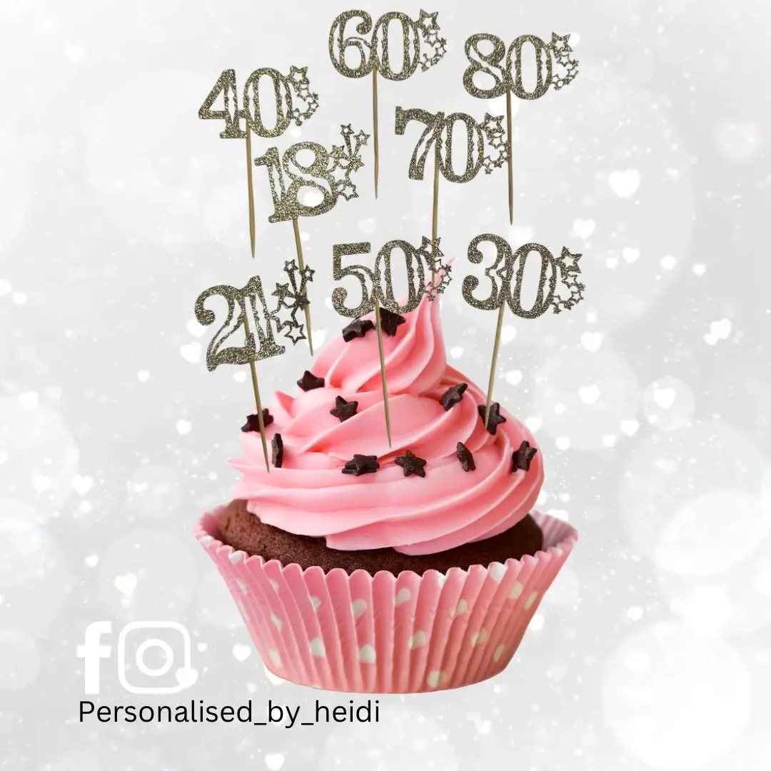Significant Age Cupcake Toppers Pack of 12 - Various Colours Available - Perfect for Celebrating Age - Decor, Ornaments