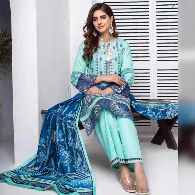 Munira Lawn D7 012 Printed and embroidered readymade suit chiffon dupatta  Casual Womenswear Summer Clothing 0