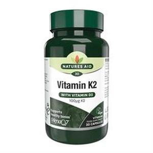 Natures Aid Vitamin K2 (MenaQ7) 100ug 30 Capsules