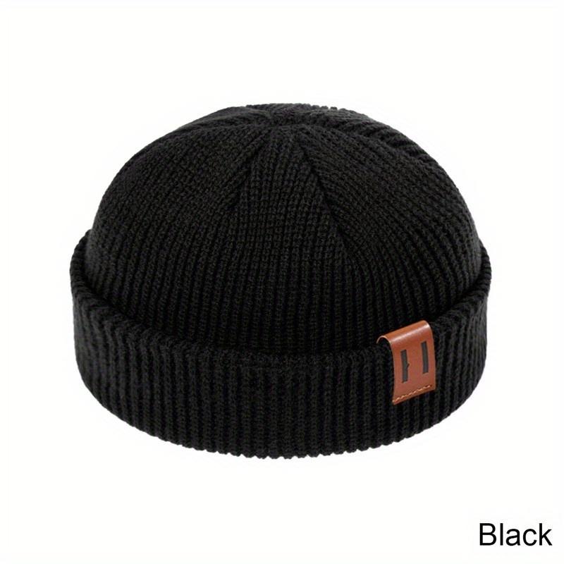 1PC Men Women Fashion Winter Knitted Beanie Hat Unisex Cap Hip-hop Cuffed Short Cap Bonnet Warm Ribbed Fisherman Docker Hats 5