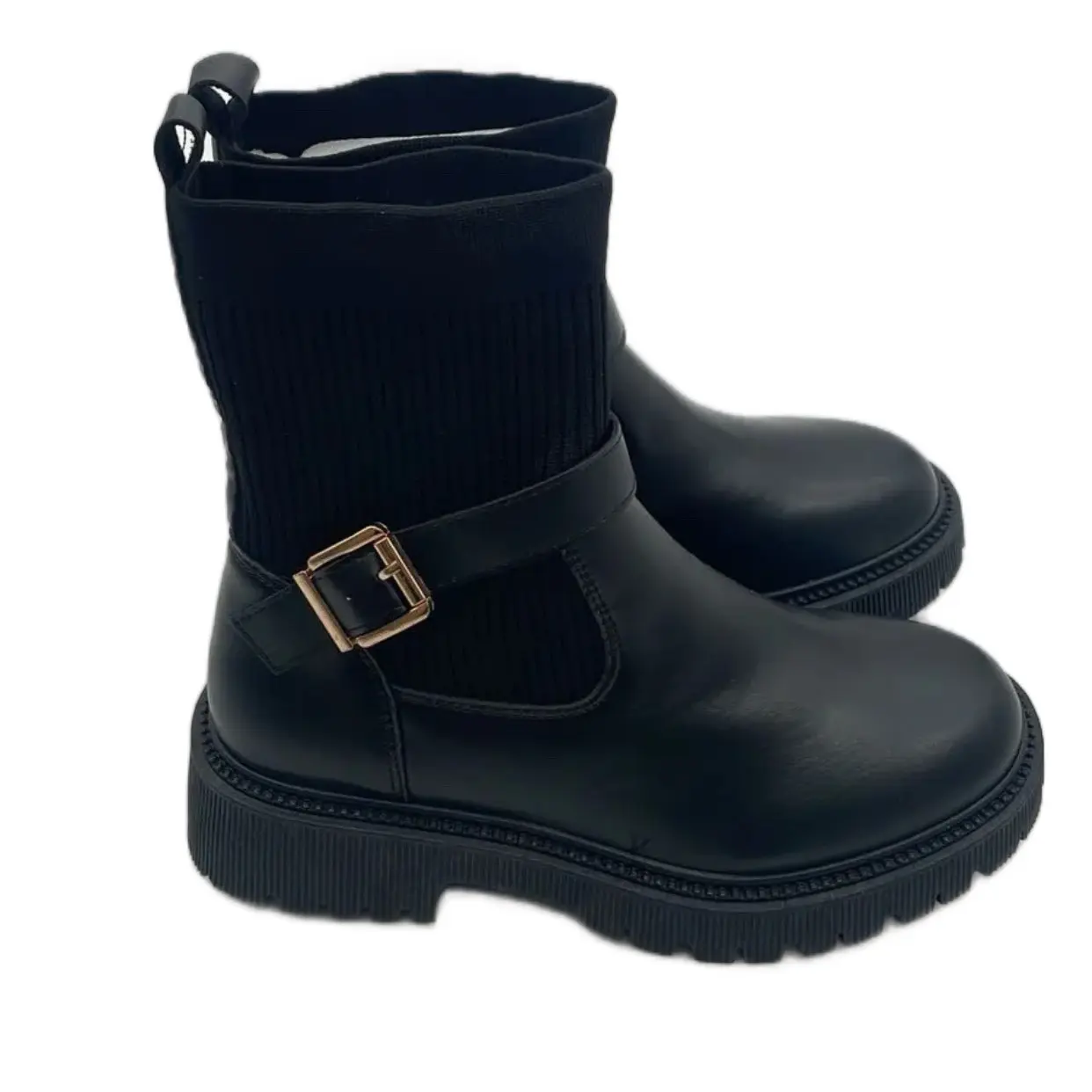 Warm Winter Women's Mid-Calf Ankle Boots with Chunky Buckle - Footwear, Girl Walking Shoes Shoe