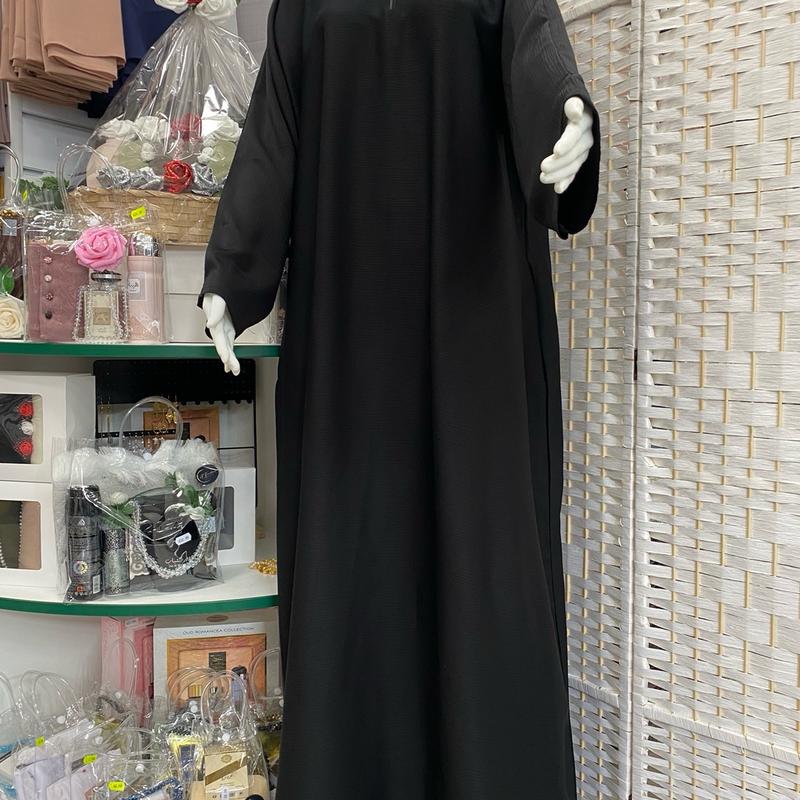 Plain Black Zoom Dubai Abaaya Long Sleeve 1