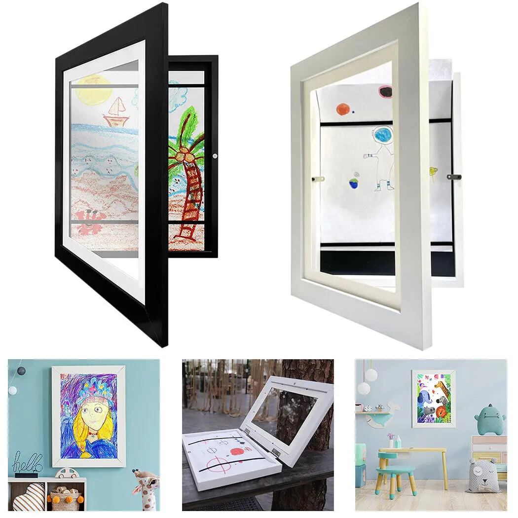 A4 Art Display Frame Kids Frames Photo Picture Crafts Drawing Storage Xmas Gifts Photo Frame Easy to use Living room decoration Home Furnishings Gift Fixed and simple