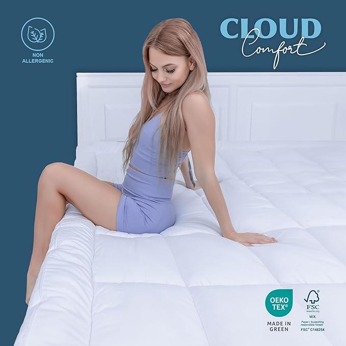 ACRALI HOME Mattress Topper Bed 4 Inch/10cm Quilted Single Mattress Topper Thick Breathable Hypoallergenic 2