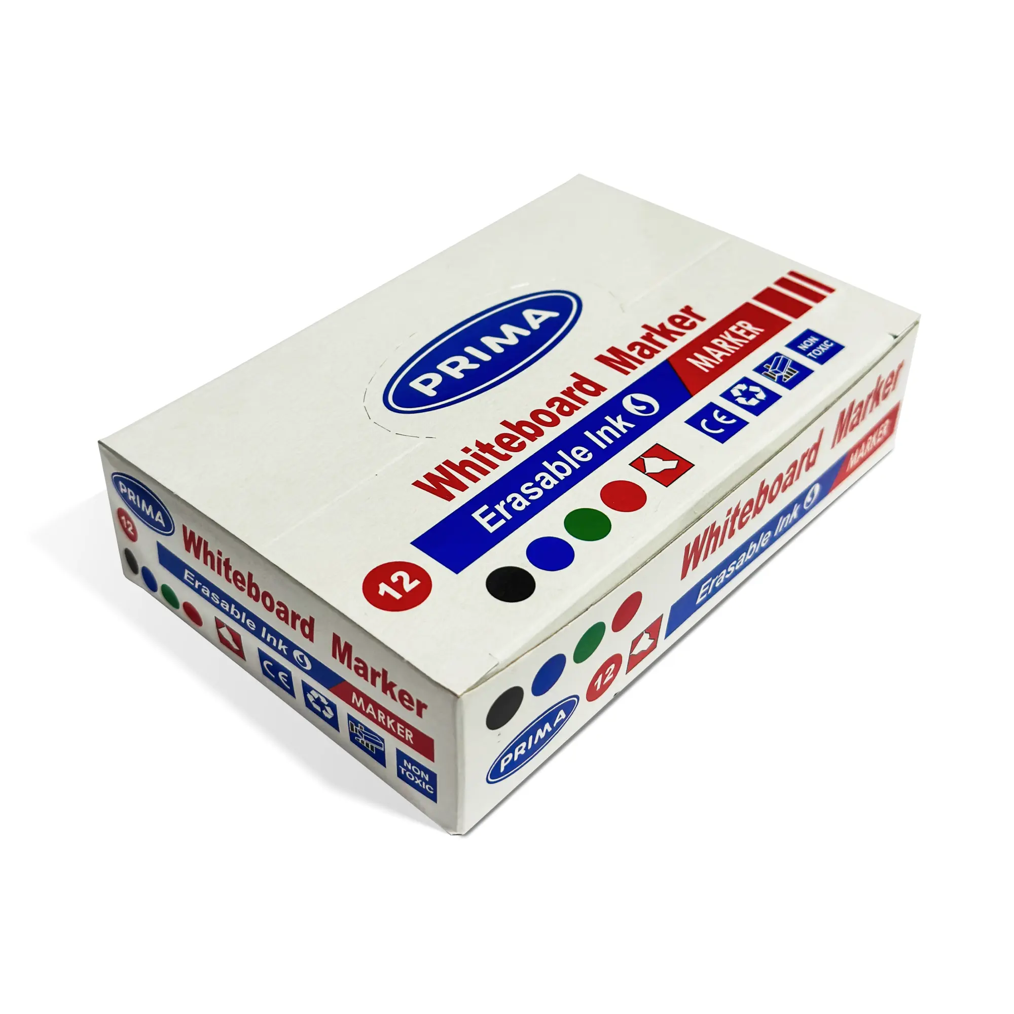 Prima Erasable Whiteboard Markers – Set of 12, Bold Blue Ink for Smooth Writing and Easy Erasing