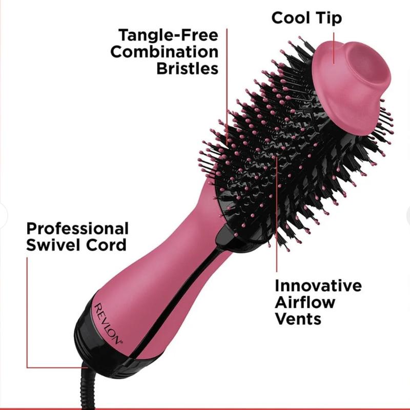 Revlon One-Step hair Dryer and Volumiser Rose Edition (One-Step 2 in 1 Styling tool Ionic and Ceramic Technology, Unique Oval Design for mid to Long Hairs) RVDR222VUkHair Dryer and Volumiser 2 in 1 Styling Tool Hot Air Styler Smooth Brush 1