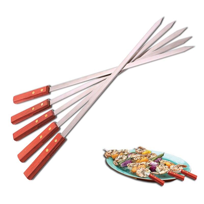 WARESHARK Large Barbecue Skewers Flat Extra Wide Kebab Shish BBQ Heavy Duty Strong Grill Set Meat Stainless Steel Utensil Sturdy 4