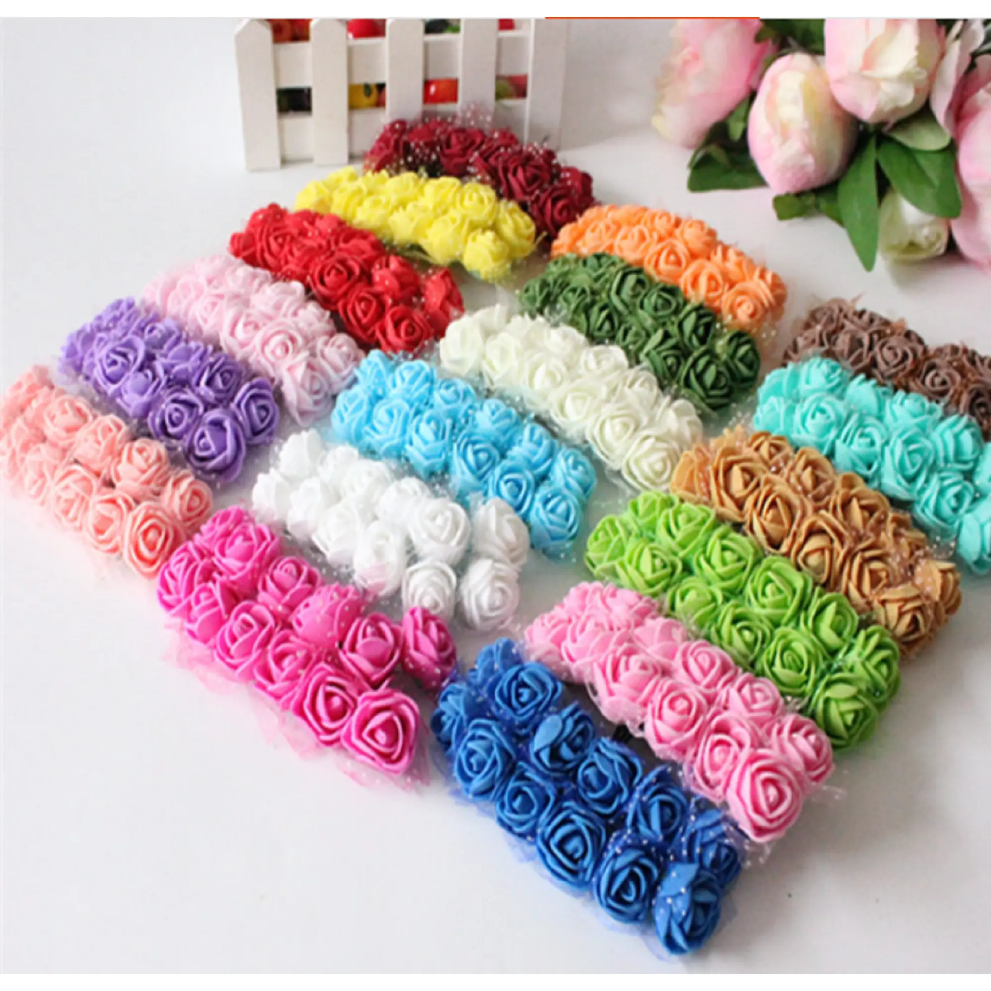 72 pcs, 144 pcs / 2cm / Mini Artificial Lace Foam Flowers SF013