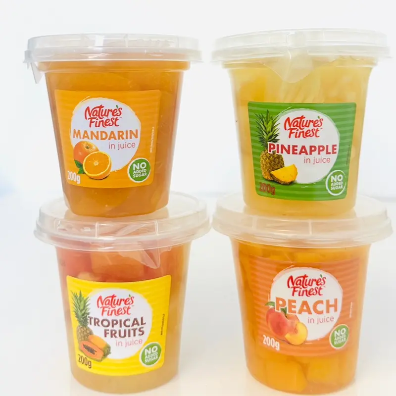 Nature's Finest Mix Pack Tropical Fruits, Mandarin, Peach and Pineaple Chunks | Fruit Slices in Juice | 200g x 4 Pack Mix 0