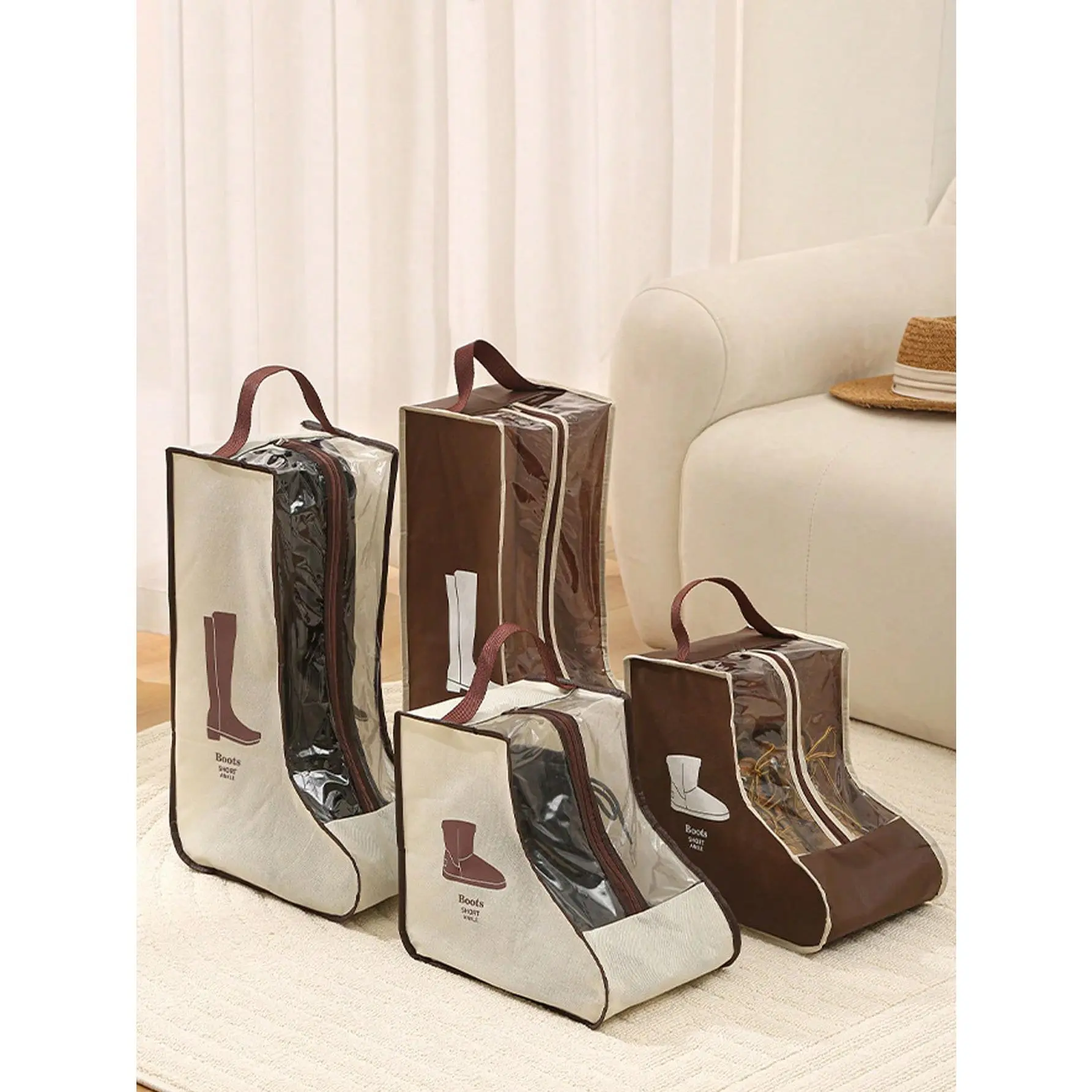 1pc Long Boots And Short Boots Storage Shoe Bag, Shoe Storage Bag Dustproof Shoe Cover Shoe Cover Storage Bag Luggage Boot Shoe Cover Bag Elegant Shoe Cover Storage Bag Travel Home Non-Woven Shoe Cover Bag Organiser Waterproof