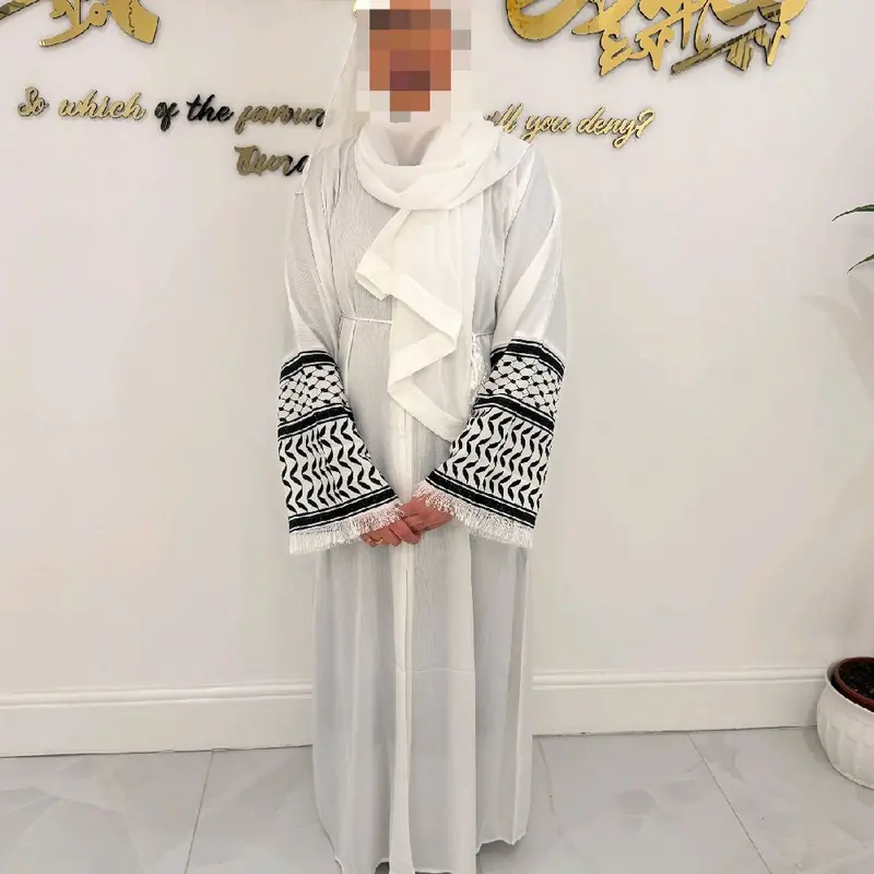 White Keffiyeh Abaya 1
