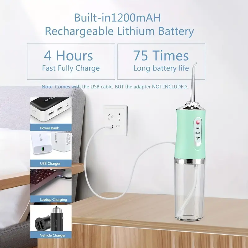 4 In 1 Water Flosser For Teeth, Cordless Water Flossers Oral Irrigator With DIY Mode 4 Jet Tips, Tooth Flosser, Portable And Rechargeable For Home Travel, For Men And Women Daily Teeth Care, Ideal For Gift, Father Day Gift 7
