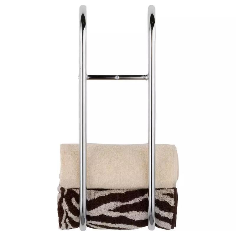 Chrome Plated Wall Mounted Bathroom Towel Rail Holder Storage Organiser Rack Stainless Steel Shelf – Holds 4-5 Towels 4