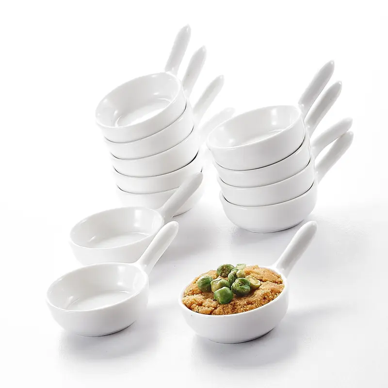 MINI Sauce Dish Dipping Bowls, 12 Pack Ceramic Dip Bowls Set, 10ML Soy Sauce Dish, White Dipping Bowls Bulk, Sauce Bowls For Ketchup, BBQ, Condiments, Appetizer 0