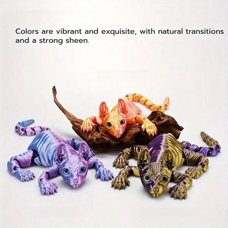 Product Introduction of 2025 1pc Captivating 3D Printed Hairless Cat Statue With Joints - Perfect For Home, Office & Car Decor | Ideal Gift For Christmas & More | Plastic, No Batteries Needed (Eye Color May Vary By Batch),3d Printed Hairless Cat,3d Figure,Office Decor 5